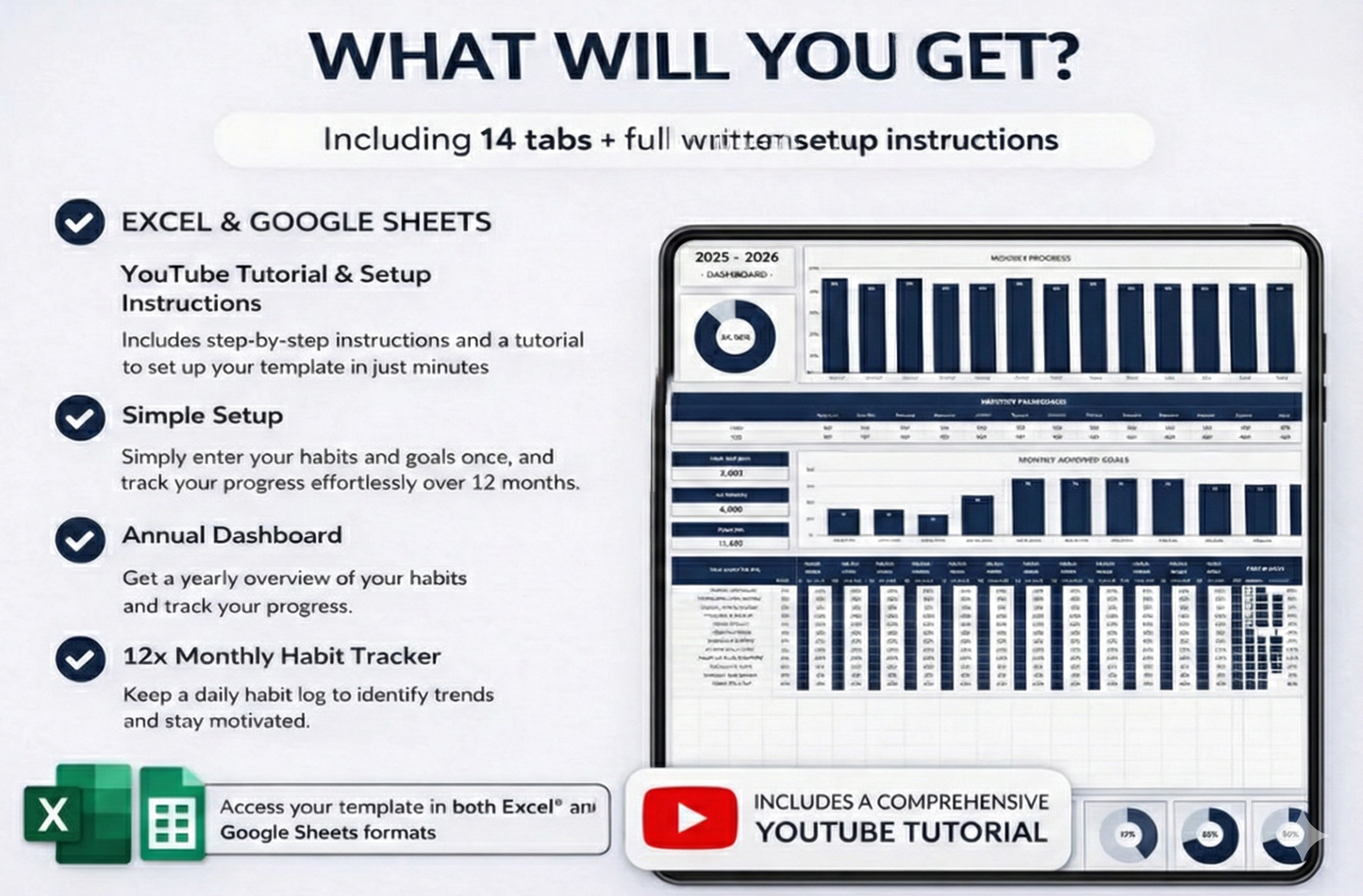 Habit Tracker for Excel & Google Sheets
